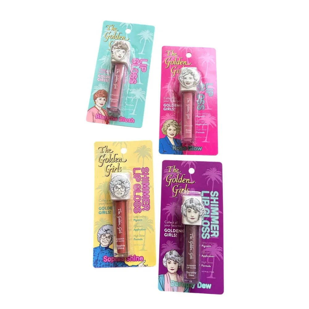 The Golden Girls Lip Gloss Set of 4 Blanche Rose Sophia Dorothy Shimmer New